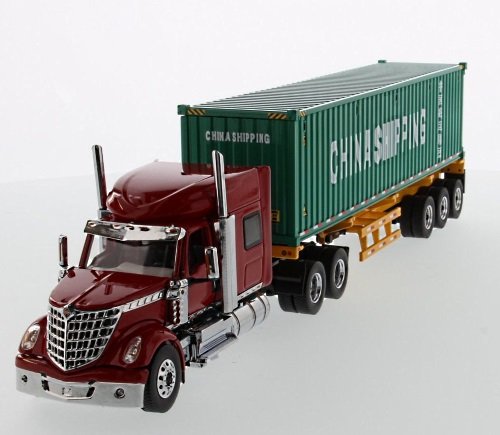 International Lonestar Day Cab w. 40Ft Container Tractor + Trailer - red , yellow 
